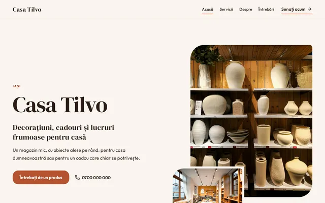 Exemplu fictiv: prima pagină a site-ului Casa Tilvo