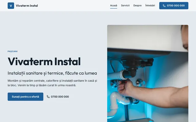 Exemplu fictiv: prima pagină a site-ului Vivaterm Instal